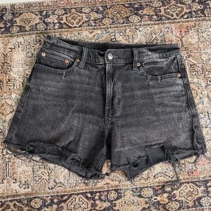 American Eagle Outfitters Black Distressed Denim Shorts